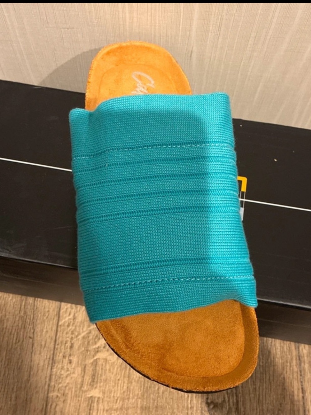 Cape Robbin Teal Slide Sandal with Cork Footbed